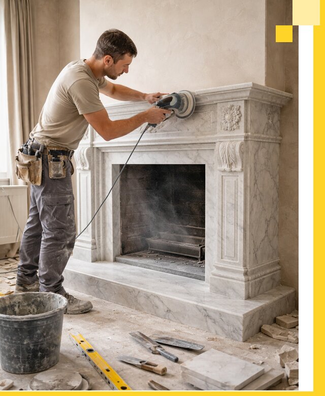 Изготовление и установка мраморных каминов в Красноуфимске под ключ