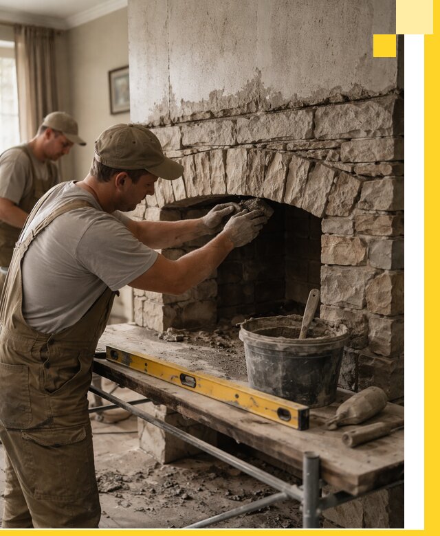 Изготовление каминов под ключ в Красноуфимске, монтаж и отделка