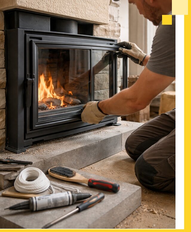 Производство, монтаж и доставка каминов со стеклом в Красноуфимске