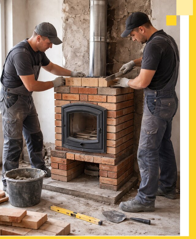 Монтаж печи камина под ключ в Красноуфимске с гарантией и пусконаладкой