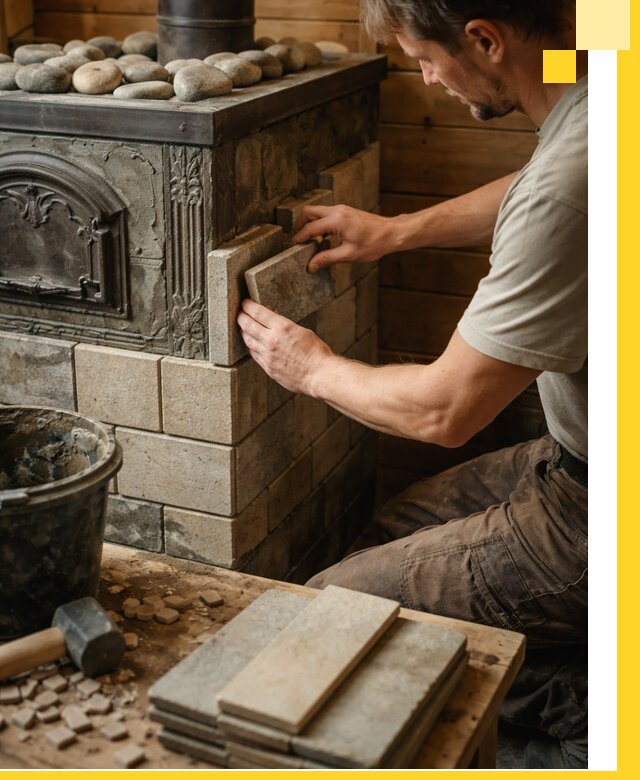 Облицовка банных печей в Красноуфимске профессиональная отделка