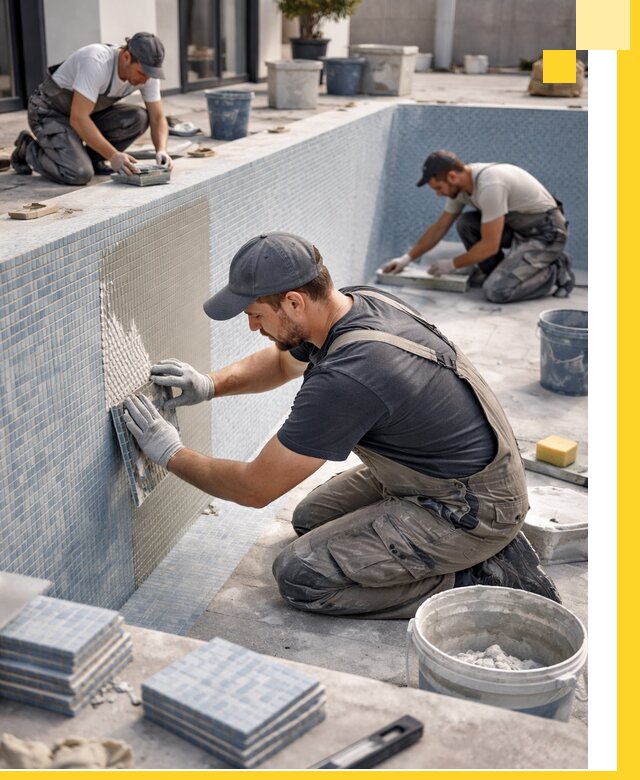 Облицовка бассейнов в Красноуфимске плитка мозаика гидроизоляция