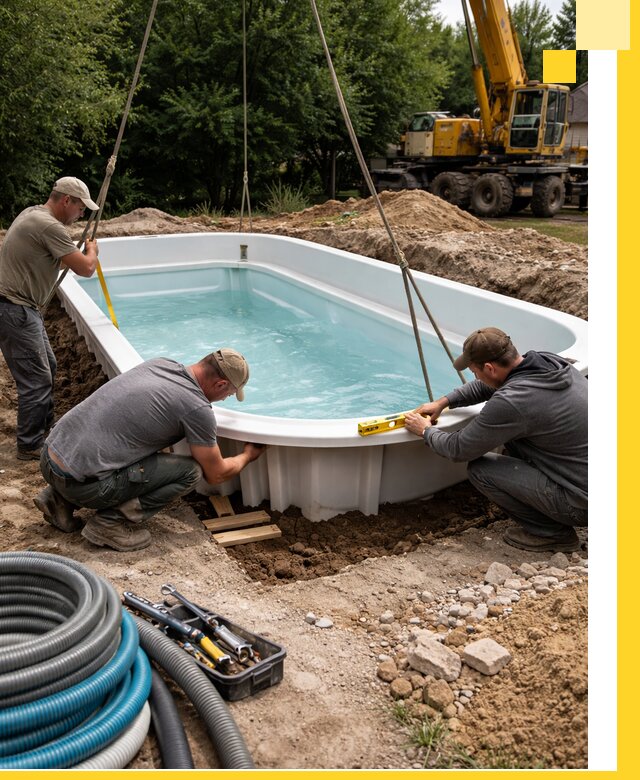 Установка и монтаж композитных бассейнов под ключ в Красноуфимске