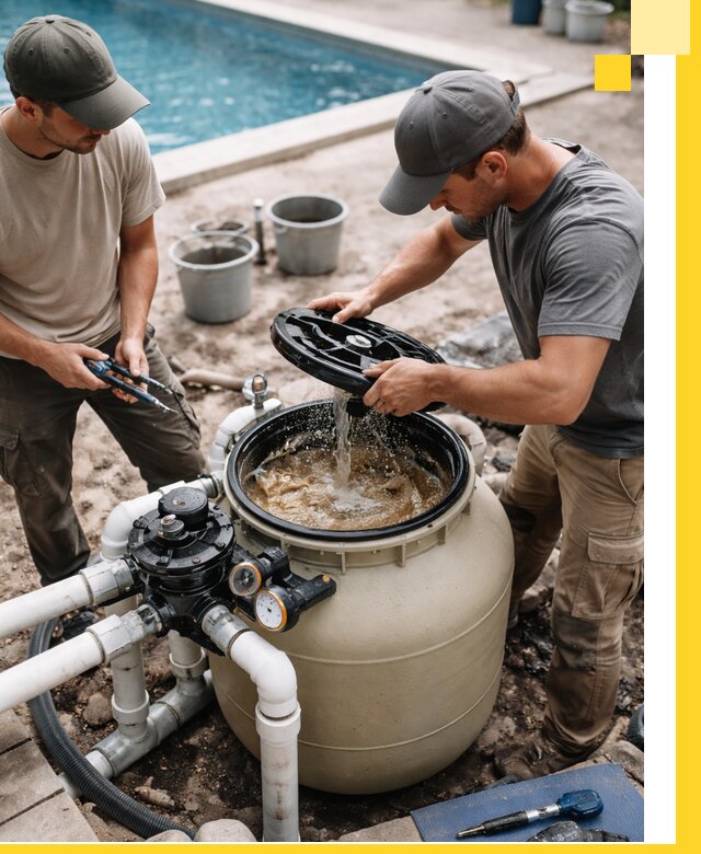 Установка и обслуживание песочных фильтров для бассейнов в Красноуфимске