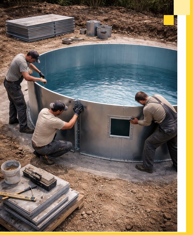 Круглые бассейны под ключ в Красноуфимске проектирование и монтаж