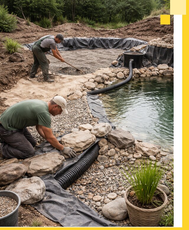 Строительство природных бассейнов и озер в Красноуфимске под ключ