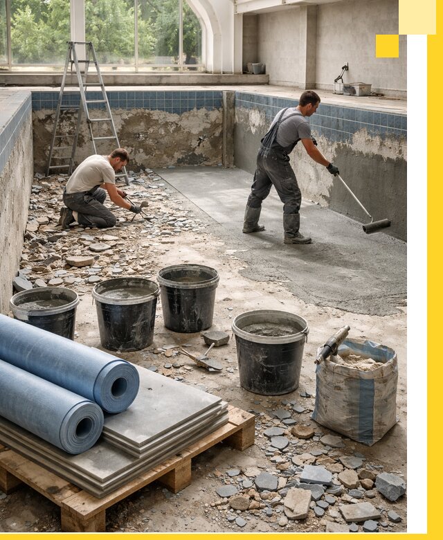 Реконструкция бассейнов в Красноуфимске: ремонт, гидроизоляция