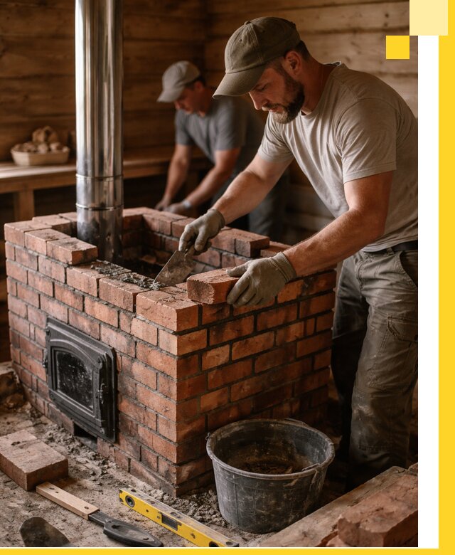 Кирпичные печи для бани под ключ в Красноуфимске, проект и монтаж