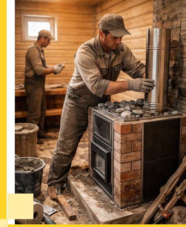 Монтаж печи в бане под ключ в Красноуфимске от 20314 р. | ЭриданКрф