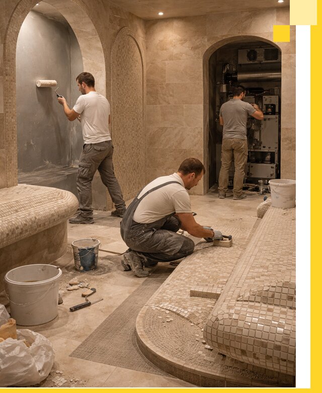 Строительство бани с хамамом и бассейном под ключ в Красноуфимске