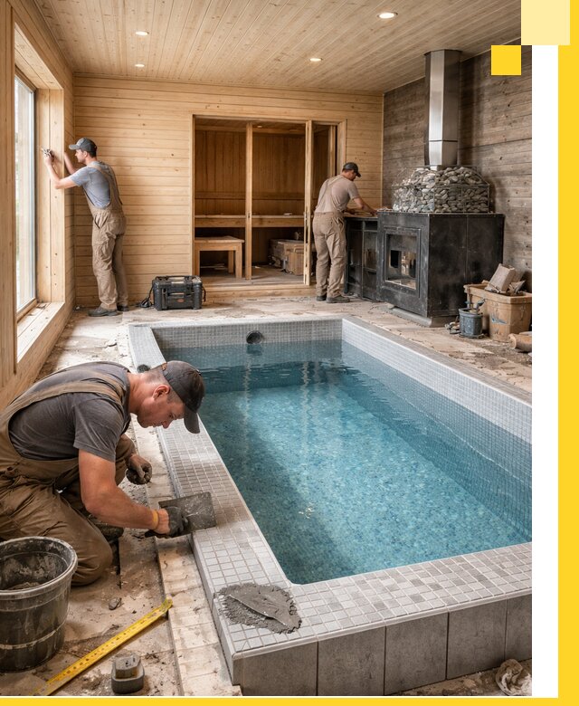 Проект бани с бассейном и сауной в Красноуфимске под ключ