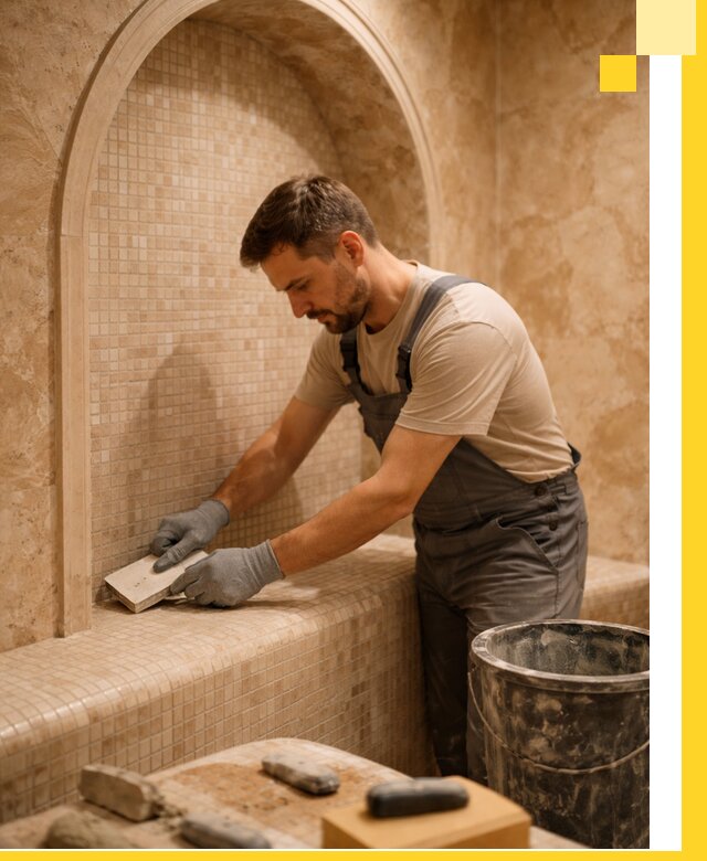 Профессиональная отделка хамамов с мозаикой под ключ в Красноуфимске