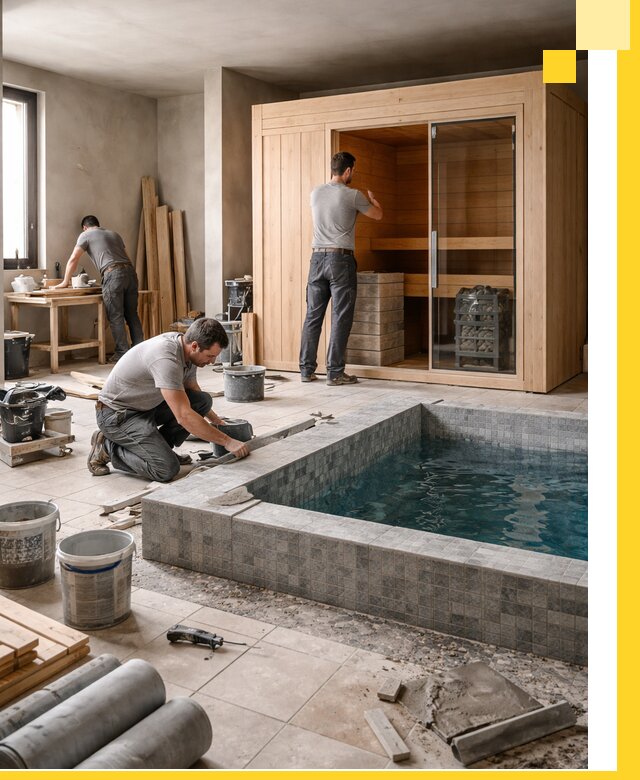 SPA зоны под ключ с бассейном сауной и печью в Красноуфимске